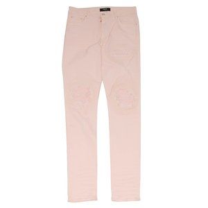 Amiri Mens Pink Distressed Mx1 Biker Denim Skinny Jeans
